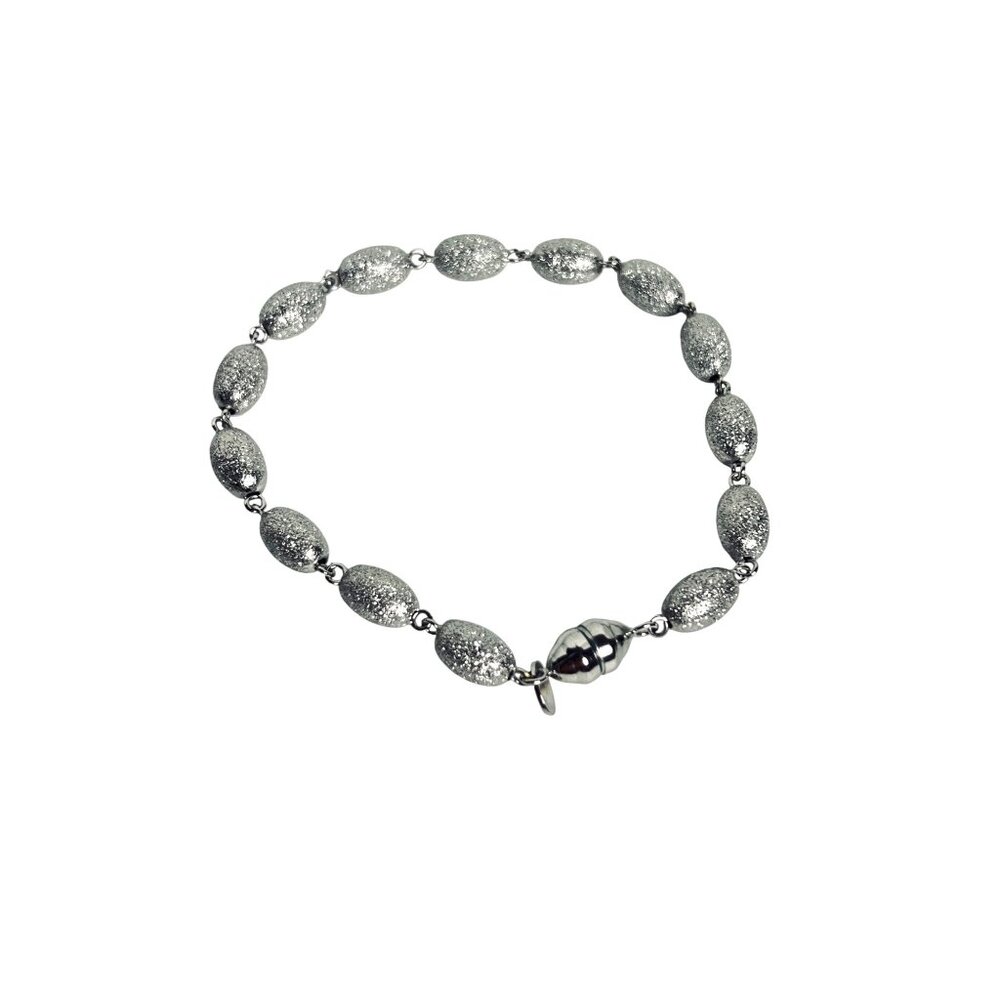 Vintage Milor Italy Textured 14k White Gold Beaded Bracelet (6234)